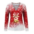 thumbnail image 4 of Camisas Navideñas Para Mujer Tops de Manga Larga Moda Con Cuello en V Empalme Irregular Suelto Odeerbi ODB198761, 4 of 4