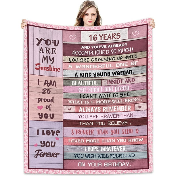 LHSHID Sweet 16th Birthday Gifts for Girls Blanket Sweet 16 Gifts for Girls 16th Bday Party Decorations for Women Blankets 30"x40"