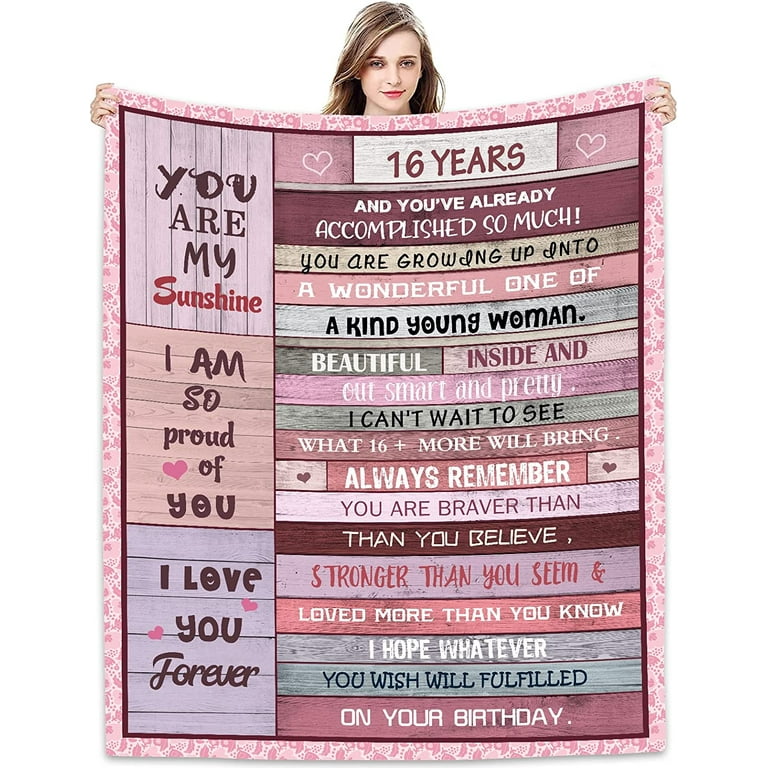 Sweet 16th Birthday Gifts for Girls Blanket 60"x50", Sweet 16 Gifts for  Girls Best 16th Birthday Gift Ideas Funny Gift for 16-Year-Old Girl  16th