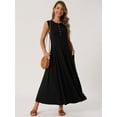 thumbnail image 4 of DARING DIVA Sleeveless Button A-Line Casual Maxi Dress S Black, 4 of 7