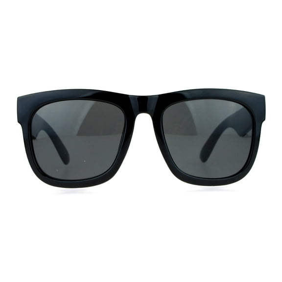 SA106 Mens Hard Minimal Oversize Horn Rim Hipster Sunglasses Black