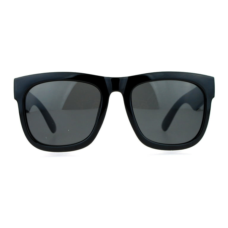 SA106 Mens Minimal Oversize Horn Rim Hipster Sunglasses Black - Walmart.com