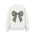 thumbnail image 7 of Risckoth Girl's Leopard Bow Print Crew Neck Sweatshirt, Long Sleeve Solid Casual Fall Winter Pullover, 7 of 7