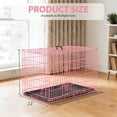 thumbnail image 3 of CL.HPAHKL Durable Wire Dog Crate, Folding Metal Dog Kennel Double Door Dog Cage with Plastic Tray, Pet Crate for Large Dog Indoor Outdoor Travel (Pink, 36 inch), 3 of 8