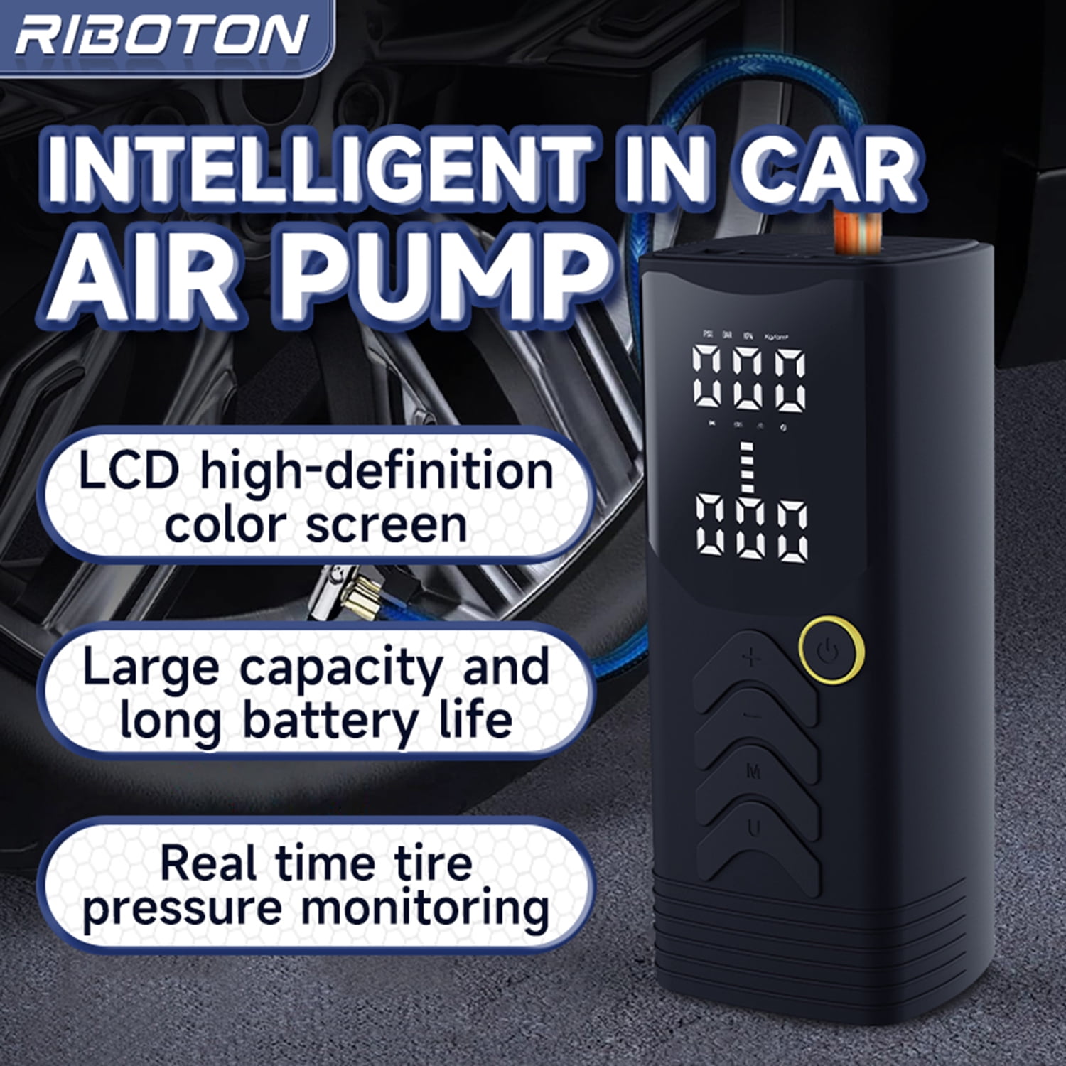Portable Tire Inflator - Cordless Air Compressor with 150 PSI, 10000mAh Rechargeable Battery, Digital Pressure Gauge, LED Light, Auto Shut-Off for Cars, Bicycles, Motorcycles, and Sports Balls