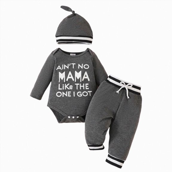 mgoYE Newborn Infant Baby Boy Clothes Fall Winter Outfits New to The Crew Outfit Toddler Baby Boy Clothes Set(Grey,6-9 Months)