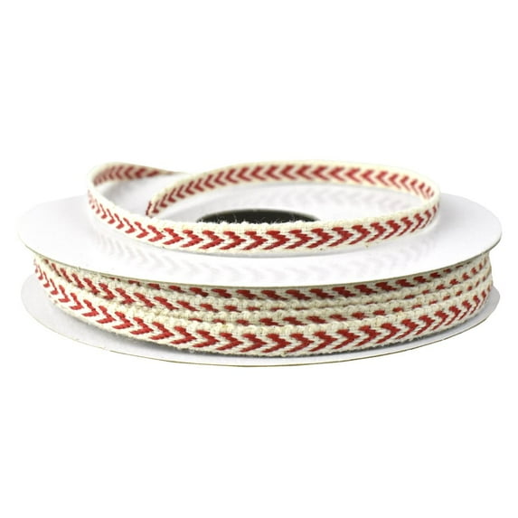 Chevron Stripes Woven Ribbon, 1/8-Inch, 10-Yard - Red