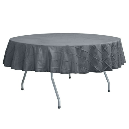 

Ultimate Textile (10 Pack) Embroidered Pintuck Taffeta 72-Inch Round Tablecloth Steel Grey