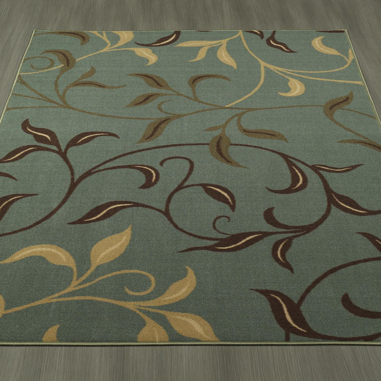 Tapis de couloir contemporain à motif feuilles et sous-couche en caoutchouc la collection Ottohome
