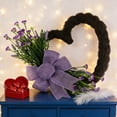 thumbnail image 5 of Valentine's Day Wreath 14" Heart Shaped Wreath with Purple Bow Handmade Valentine's Day Decorations for Anniversary Wedding Party Gift Home Wall Window Front Door Decor, 5 of 5