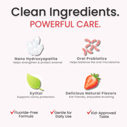 LOL Fluoride Free Nano Hydroxyapatite Toothpaste Kids | Kids Toothpaste No Fluoride with Probiotics | Remineralizing | Vegetable-Based Foaming Agent. for Children & Parents (3.5oz, Strawberry Smile)