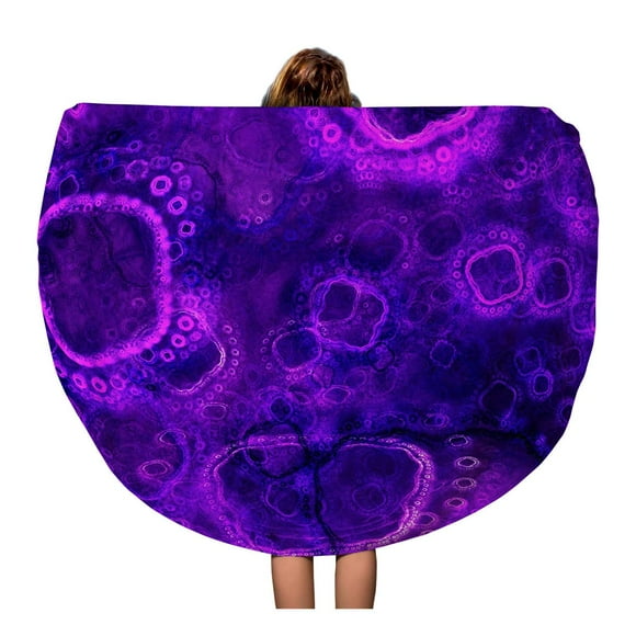 JSDART 60 inch Round Beach Towel Blanket Biological Life Cells of Microorganisms 3D Surreal Sacred Geometry Travel Circle Circular Towels Mat Tapestry Beach Throw