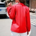 thumbnail image 5 of Women Suit Jacket Turn Down Collar Double Breasted Pure Color with Pockets Long Sleeves Casual Office Suit Jacket Red L, 5 of 7
