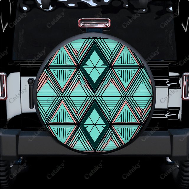 Abstract Shapes Cool Design Polyester Universal Spare Wheel Tire Cover Wheel Covers for Trailer RV SUV Truck Camper