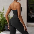 thumbnail image 4 of Women's Flared Halter Neck Jumpsuit Convert to High Waist Flared Yoga Pants- Medium, Black, 4 of 7