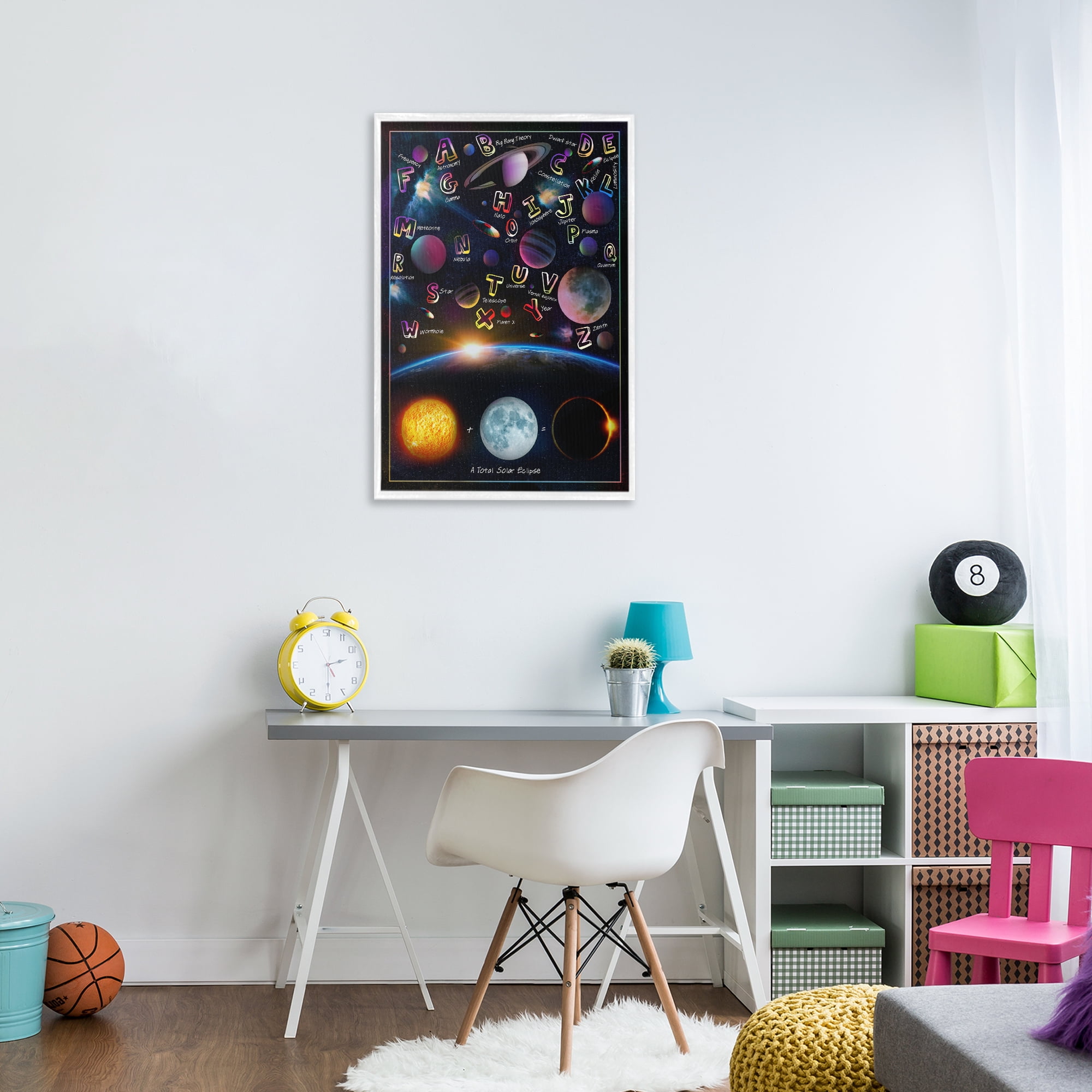 Educational Astronomy Alphabet White Framed Giclee Art, design by Ali Chris