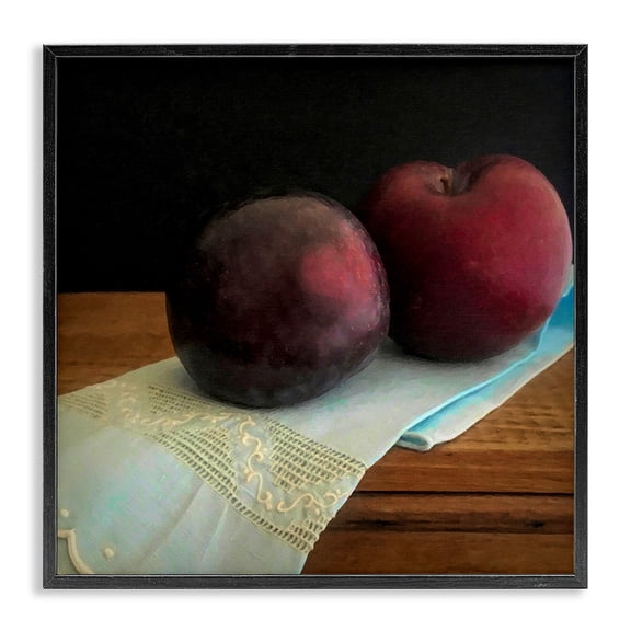 Stupell Industries Transitional Two Plums Still Life Black Framed Giclee Art, 12 x 12, by Graffitee Studios