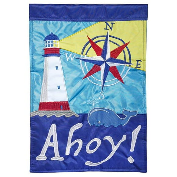 Magnolia Gardens M011318 13 x 18 in. Double Applique Nautical Welcome Polyester Garden Flag