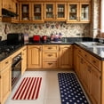 thumbnail image 4 of Beautynvta Patriotic Star & Striped Kitchen Rug Set, 2-Piece Non-Slip Absorbent Mats for 4th of July, Independence Day Home Kitchen Decor, 15.75x23.6+15.75x47.2 Inch, 4 of 6