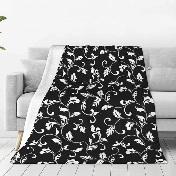 Vsdgher Black White Leaves Ultra-Soft Micro flannel Blanket Throw Blankets for Couch Sofa, Bed (4 sizes)-40"x30"