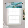 thumbnail image 3 of Turquoise Gold Marble Kitchen Valances for Windows Farmhouse Linen Window Valance Curtain for Living Room Window Treatment Modern Abstract Geometric Valance Rod Pocket Topper Drape, 42 x 18 Inch, 3 of 6