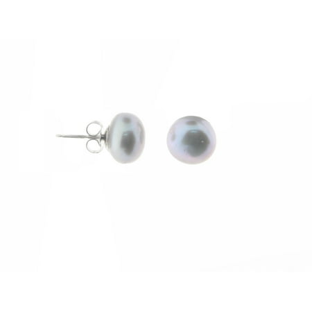 Netsilver Designer 925 Sterling Silver Freshwater Cultured Grey Designer 925 Sterling Silver Freshwater Cultured Grey Pearl Stud Earrings 8 5 9mm