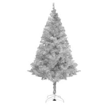 Fawyn 6' Ft Sparking Gorgeous Folding Artificial Tinsel Christmas Tree Silver Color 450 Tips