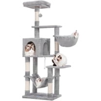 Cat Tree With Large Hammock MultiLevel Cat Tower For Indoor Cats Cat Condo With SisalCovered Scratching Posts And Top Perch Light Gray MPJ050W