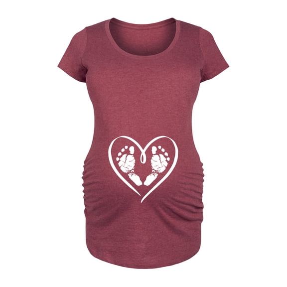 Instant Message - Baby Footprint Heart - Women's Maternity Scoop Neck Graphic T-Shirt