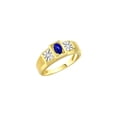 thumbnail image 3 of RYLOS Men's Rings 14K Yellow Gold Classic 6X4MM Oval Gemstone & Diamond Ring Lapis September Birthstone Rings For Men, Gold Rings Size 8, 3 of 7