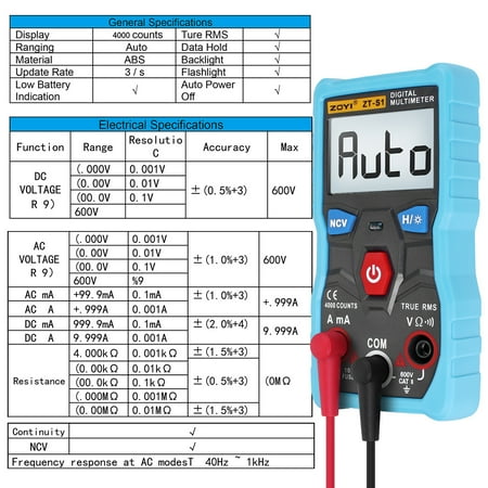 Display Digital Multimeter - Digital Multimeter ZOYI 4000 Word High Precision LCD Display Multimeter Tester