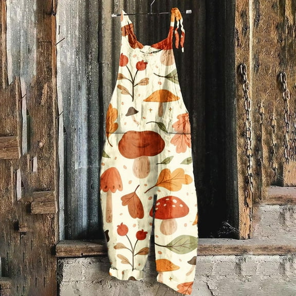 AOOCHASLIY 2023 Women's Pants Women Ladies Printed Summer Sleeveless Backless Loose Long Playsuits Rompers Jumpsuit