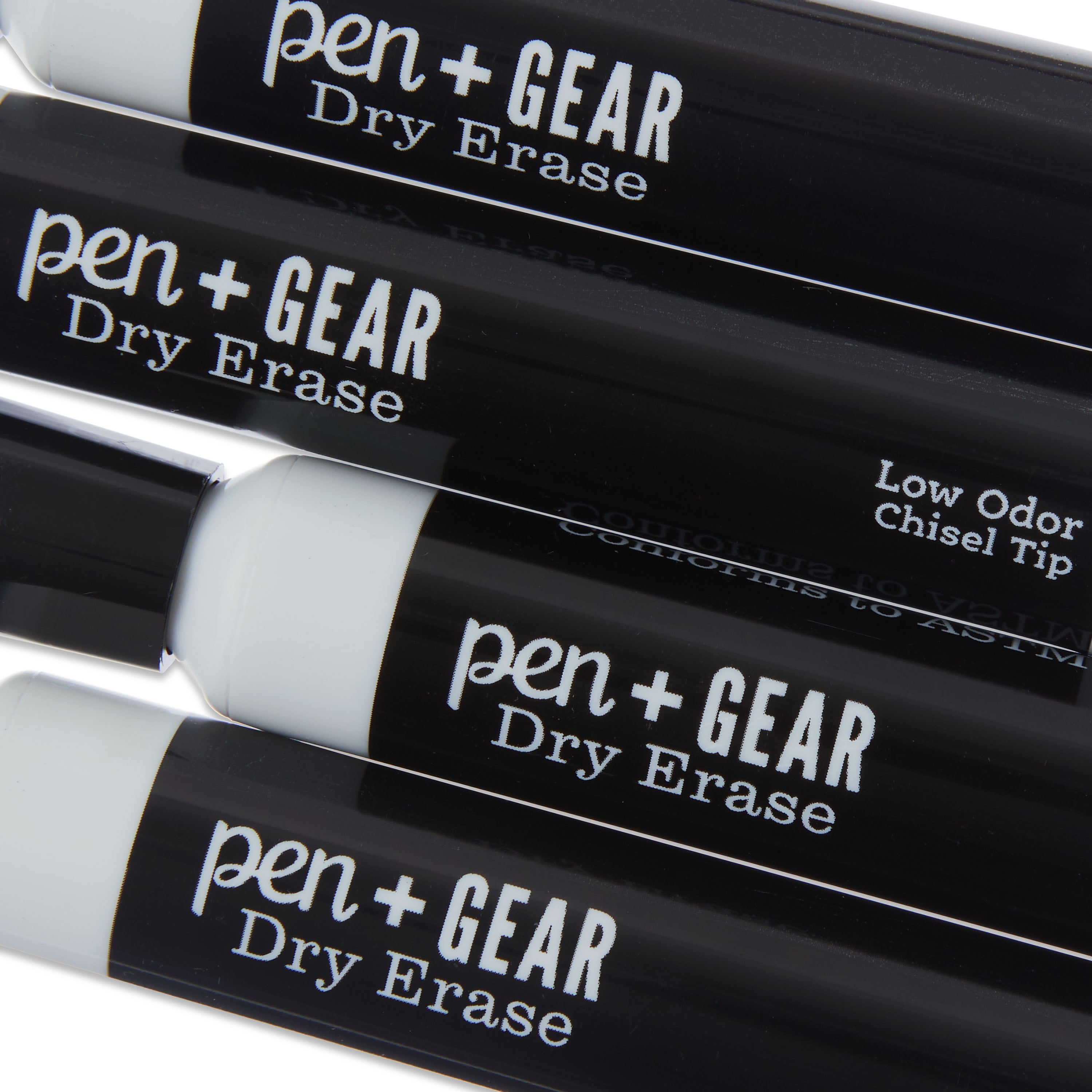 Pen+Gear Dry Erase Markers, Chisel Tip, Black, 4 Count
