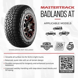 Mastertrack Badlands AT All Terrain LT245/75R17 10 Ply E 121S SUV Light Truck Tire 245/75/17(Tire Only) Sansujyuku sansujyuku.com