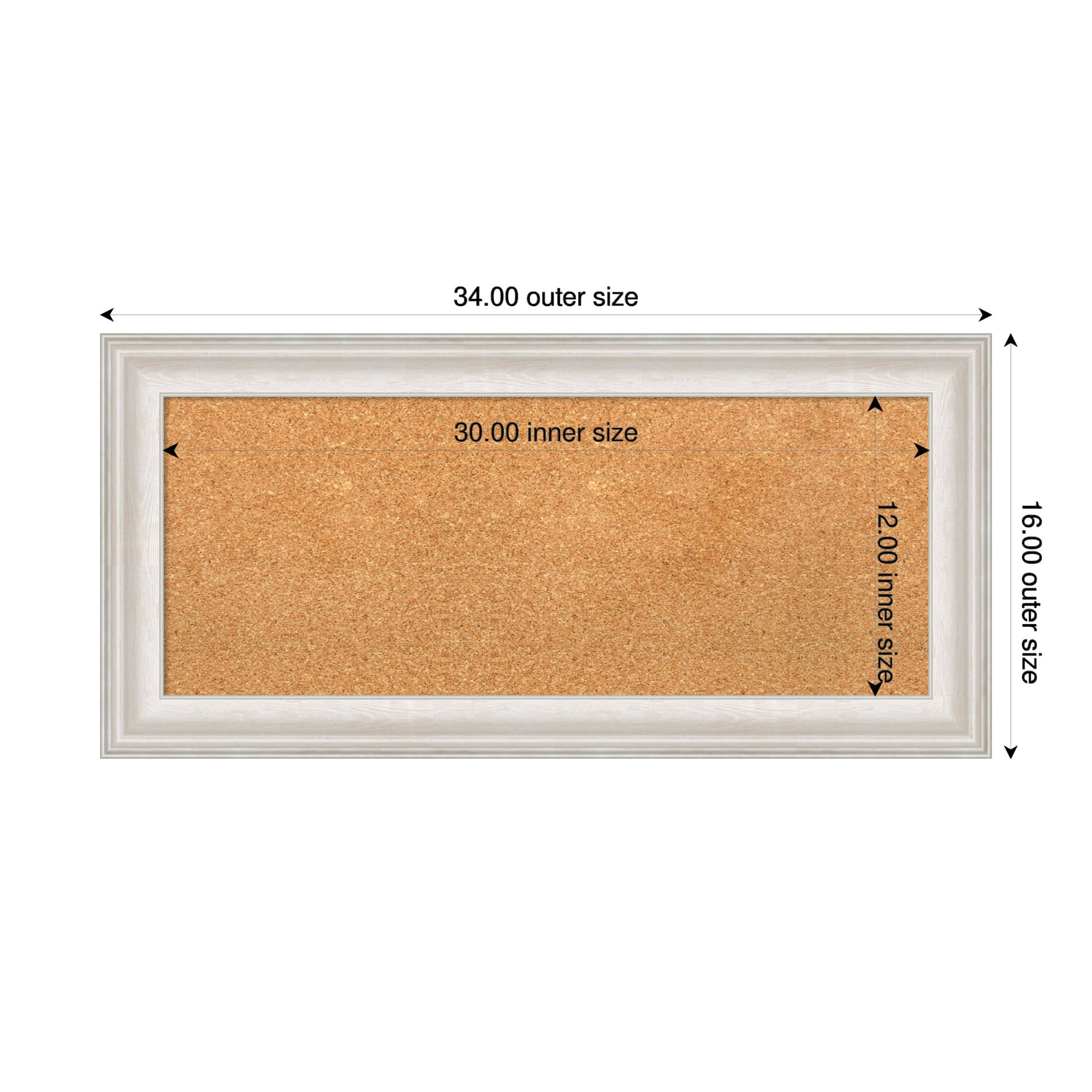 Amanti Art Natural Cork Board Framed Trio White Wash Silver Bulletin Board 34 in. x 16 in.