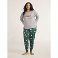 thumbnail image 6 of Joyspun Women’s Long Sleeve Tee and Jogger Pants Pajama Set, 2-Piece, Sizes S-3X, 6 of 6