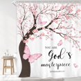 thumbnail image 2 of Amarainy Cherry Blossom Bible Verse Shower Curtain Pink Flower Floral Butterfly Rustic Christian Blooming Scriptures Farmhouse Quotes 72Wx72H inch, 2 of 5