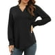thumbnail image 4 of Camisa de manga larga fruncida, blusa de mujer con escote en V y muescas, blusa con escote en V y muescas, blusa de manga larga fruncida, artesanía excepcional, 4 of 6
