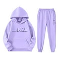 thumbnail image 3 of Kiijoy Girls Casual Outfits Graphic Pullover Hoodie Jogger Sweatpants Set, Sizes 2-14, 3 of 3