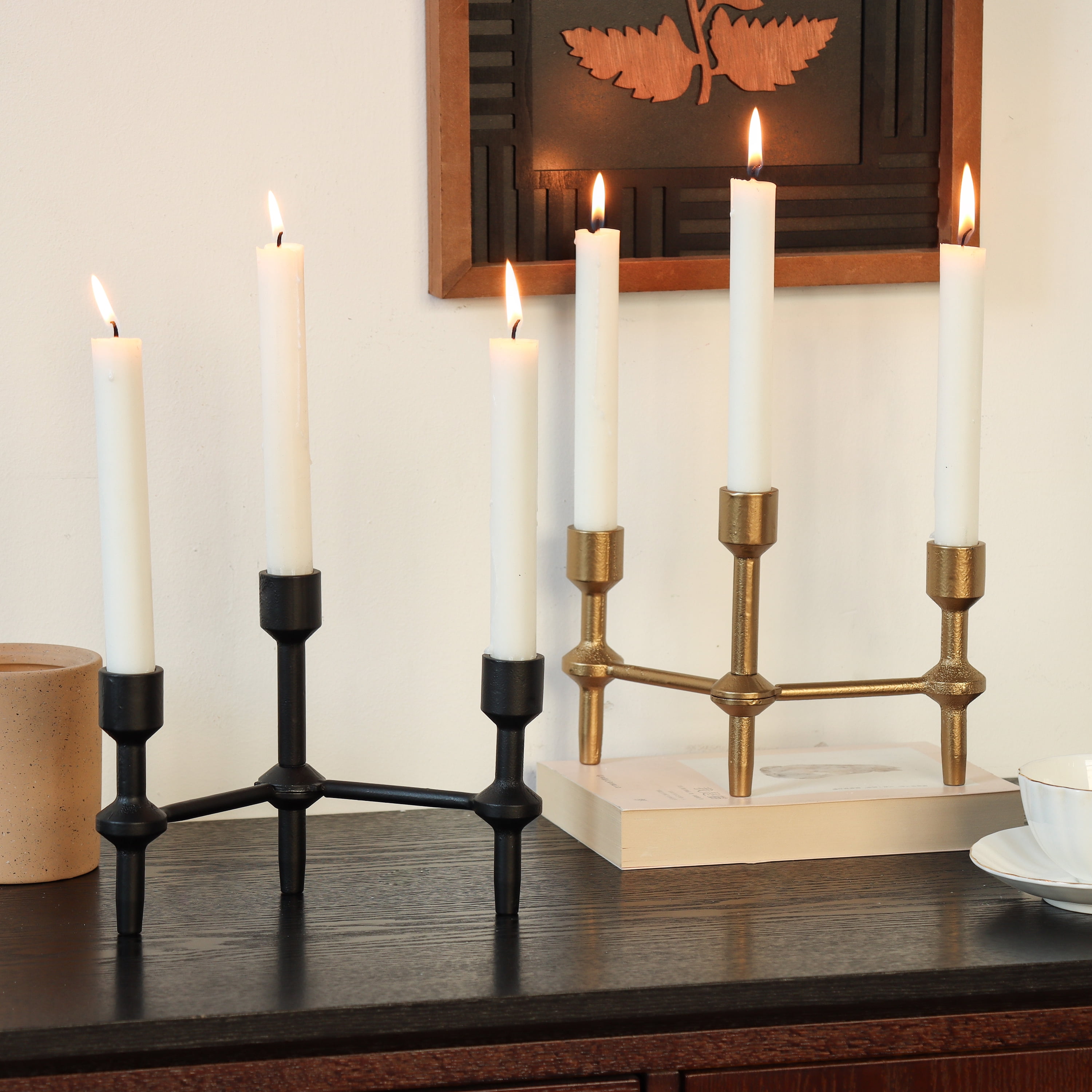 Better Homes & Garden 6" Black Cast Iron Pillar Taper Candle Holder Candelabra