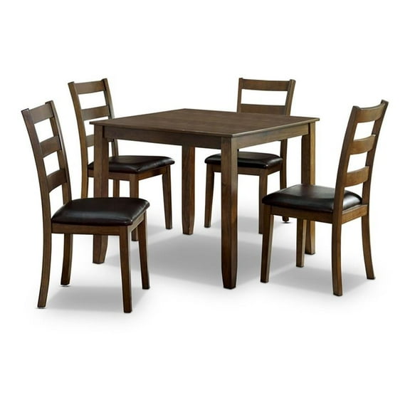 Bowery Hill Transitional Wood 5-Piece Dining Table Set in Walnut