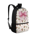 thumbnail image 2 of Binienty Pink Bow Highland Cow Kids Backpack Spacious 17 Inch School Bag with Built-in Laptop Sleeve Adjustable Straps Front Pocket Travel Daypack for Students, 2 of 6