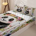 thumbnail image 3 of Erosebridal Kawaii Panda Zipper Twin Comforter Sets with Fitted Sheet and 2 Pillowcases,Watercolor Blossom Print Zipper Bedding Set,Black Pink Blue,Reversible, 3 of 6