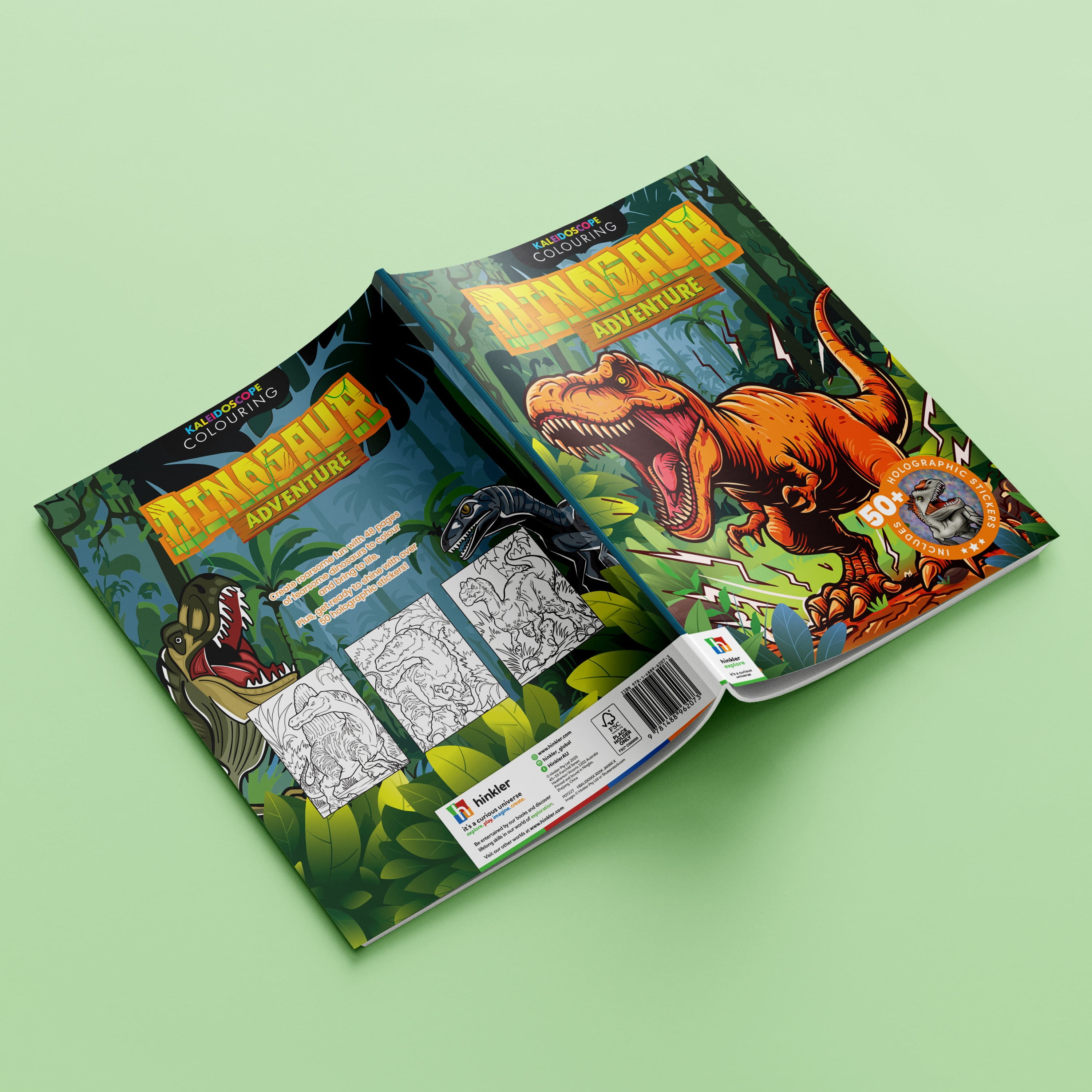 Hinkler Kaleidoscope Sticker Coloring Dinosaur Adventure Children Ages 6 and up