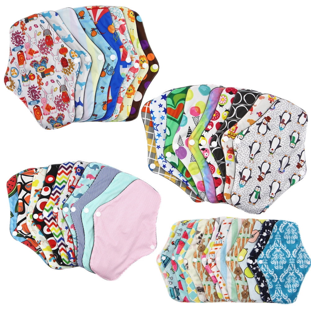 Walbest 1pc Bamboo Charcoal Fiber Waterproof Menstrual Period Pad Women Sanitary Washable Reusable (Random Color Random Style)