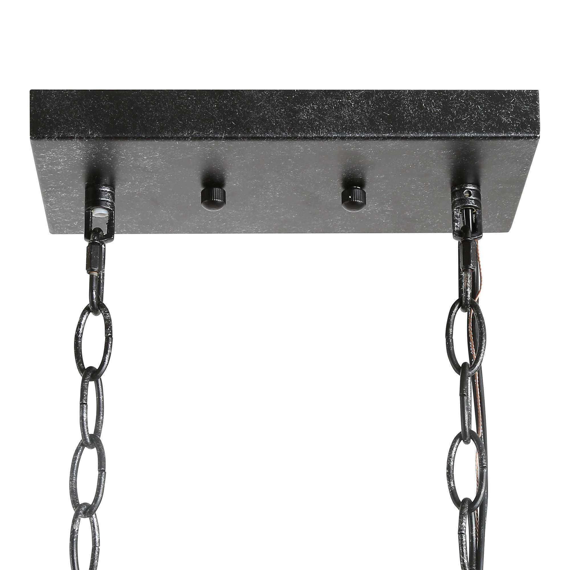 LNC 4-Light Classic Distressed Wood Rust Black Electric Square Farmhouse Chandelier