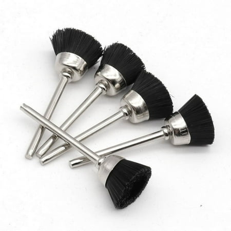 Cevemin 10 Pcs Mini Plastic Bowl Brush with Handle – Cleaning Removal Tool for Nail Drill Accessories Nail Art Salon and Home Use