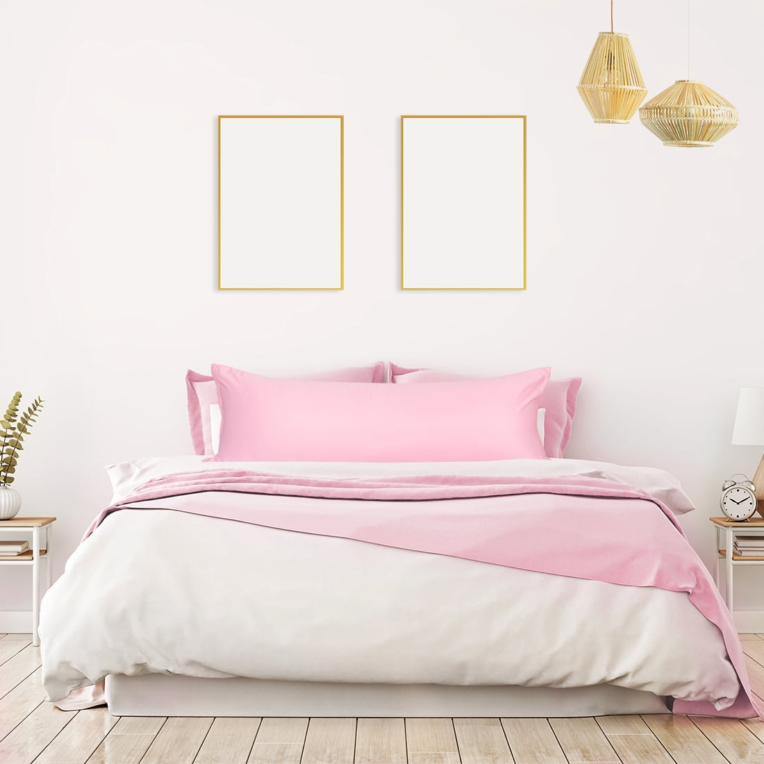 Unique Bargains Silky Satin Zippered Body Pillow Cover, 21" x 54", Peach