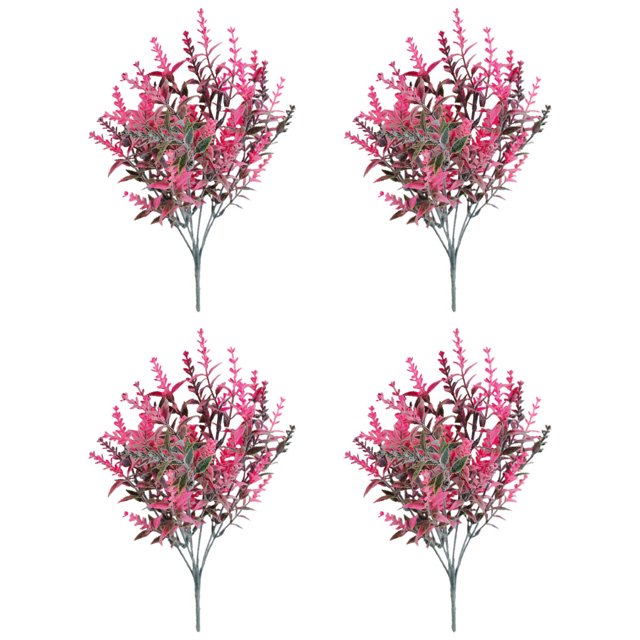 Advancent 4 unids/set planta falsa de larga duración elegante y versátil para espacios interiores y exteriores bajo mantenimiento Decoración Rosa oscuro