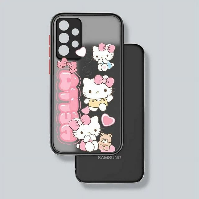 Cute Hello kitty Phone Case For Samsung S23 S22 S21 S20 FE S10 S9 S8 Plus Ultra Pro 5G Frosted Translucent Matter Cover LXY